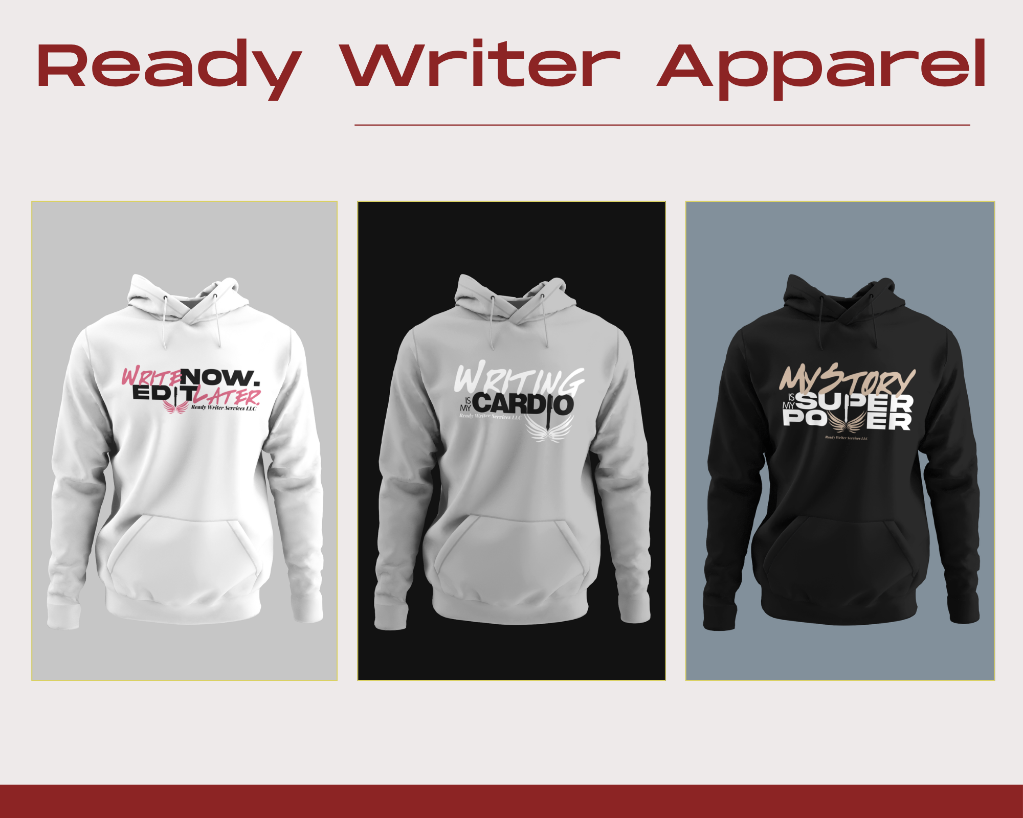 Ready Writer hoodie collection